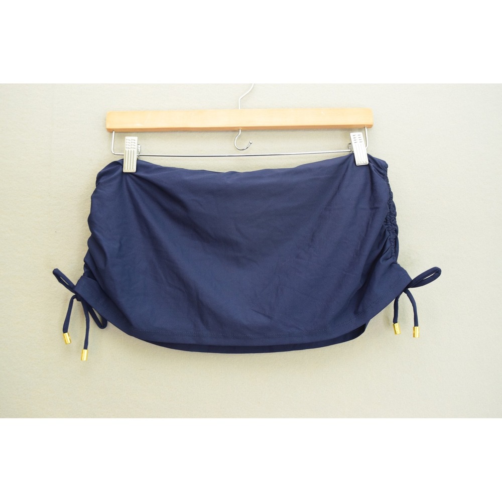 Helen Jon Skirted Hipster Medium Navy Blue Side Tie Swim Bottom Women $95 - Picture 2 of 3